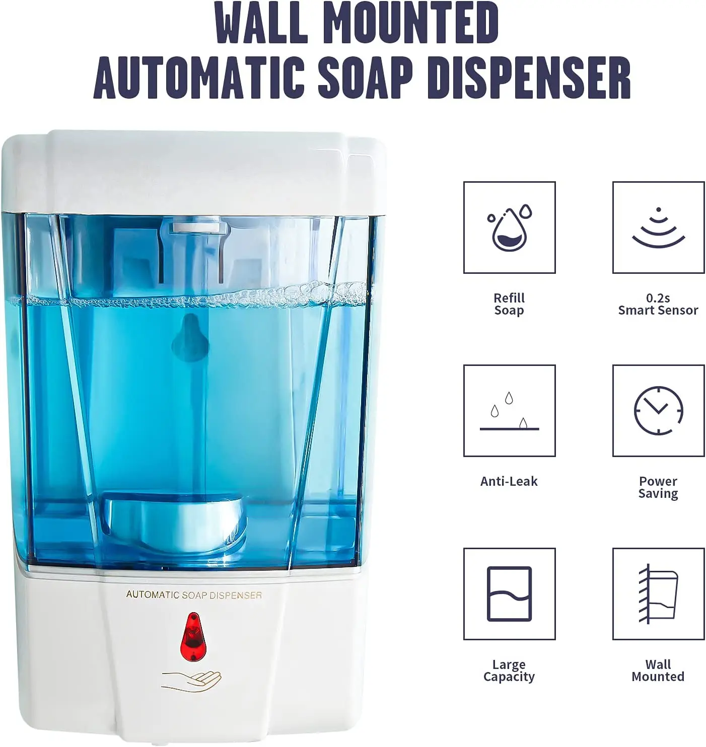 700ml Automatic Soap Dispenser IR Sensor Dispenser Touchless Hand Free Wall