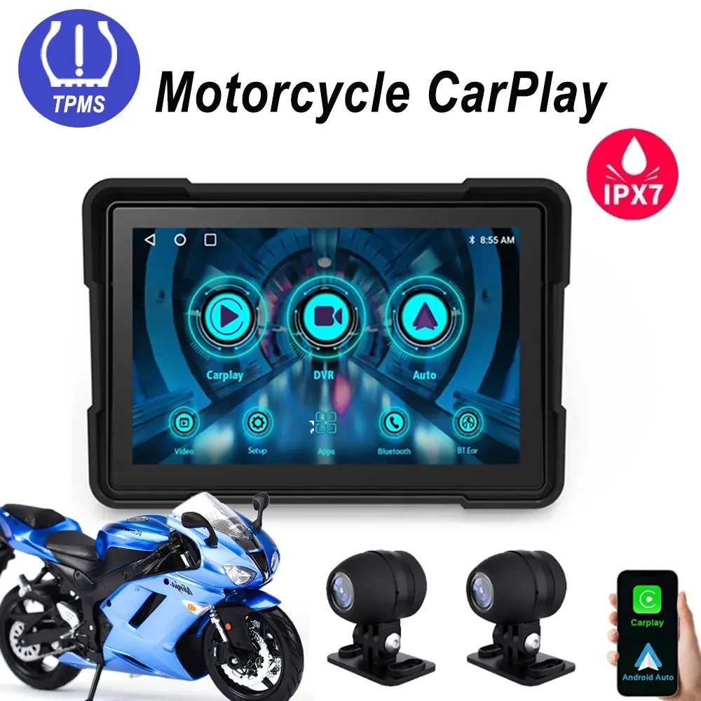 5 Pollici Portatile Navigazione Gps Moto Display Impermeabile Moto Wireless Apple Carplay Android Automb Monitor Dash Cam Gps