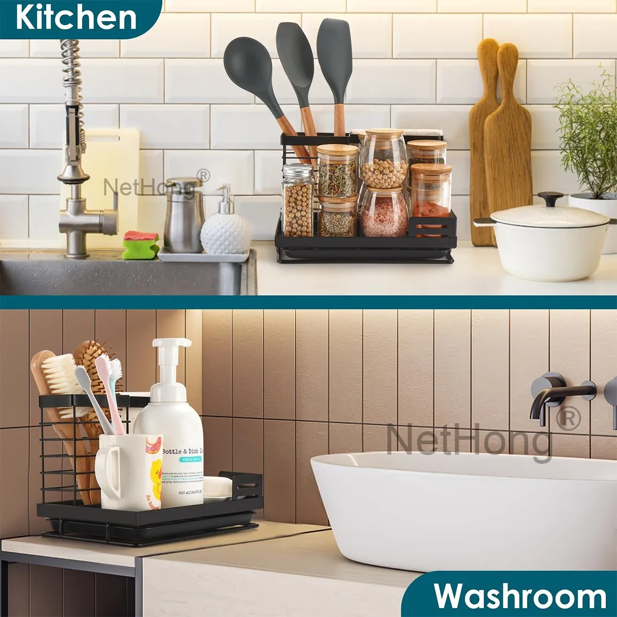 Kitchen Sponge Holder, Dishwashing Brush Rag Rack, Storage Rack Above The Sink~: 3 - 5 Days Free Delivery Only UK