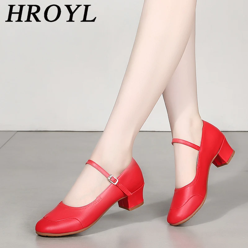 Women Tango Modern Dance Shoes Girls Salsa Latin Ballroom Dance Shoes Ladies Low Heel Soft Dancing Comfortable Red Black Dance Shoes