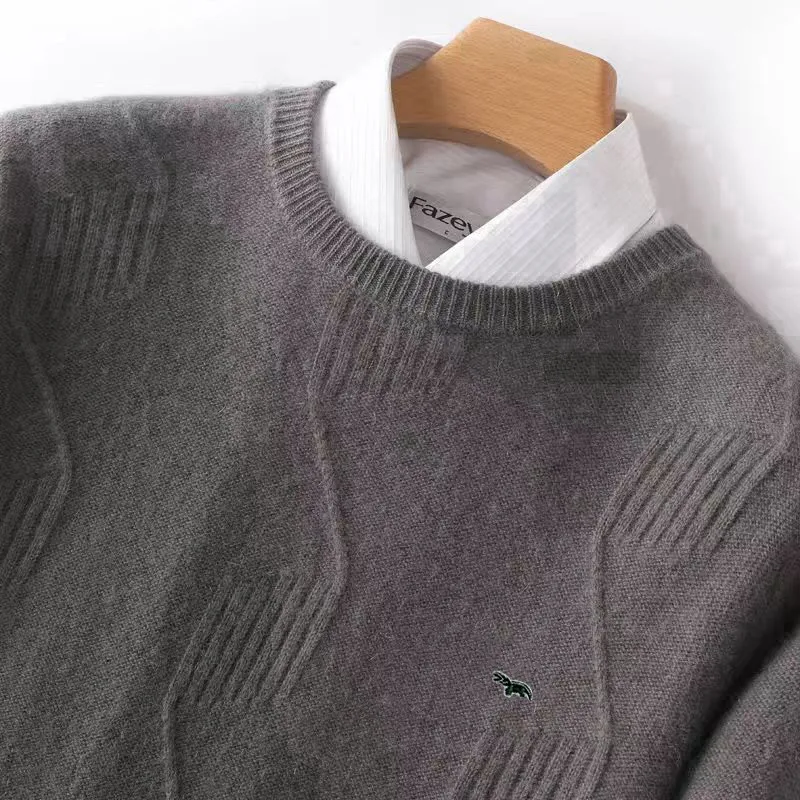 

Cashmere Blended SweaterMen's Loose Thick O-neck Autumn Winter Christmas Pullovers Male Knitted Woollen Sweater Machine Washable