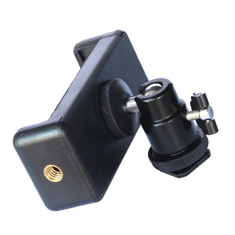 Description Picture 2 of item1/4" Phone Clip Holder Hot Shoe Phone Holder Mount For DSLR Camera With 1/4"-20 Thread Cell Phone Bracket