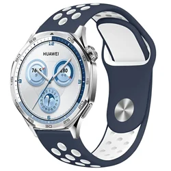 Premium Silicone Watch Strap - Adjustable Rubber Wristband - Strap width 22mm (Midnight blue white)
