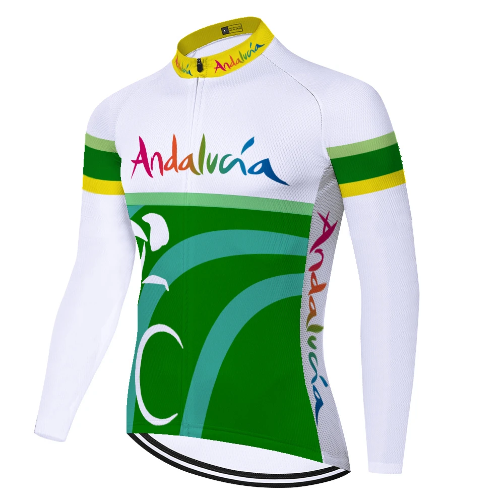 Pro team Camiseta de ciclismo de Andalucía, transpirable de manga larga y secado rápido, para primavera y verano|Maillot de ciclismo| - AliExpress