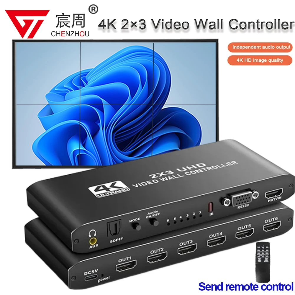 Настенный видеоконтроллер 2x3 HDMI 4K HDMI, видеоэкран, настенный комбинированный процессор 2x3 1x2 1x4 1x3 2x1 3x1 4x1 6, сращивающийся дисплей для телевизора