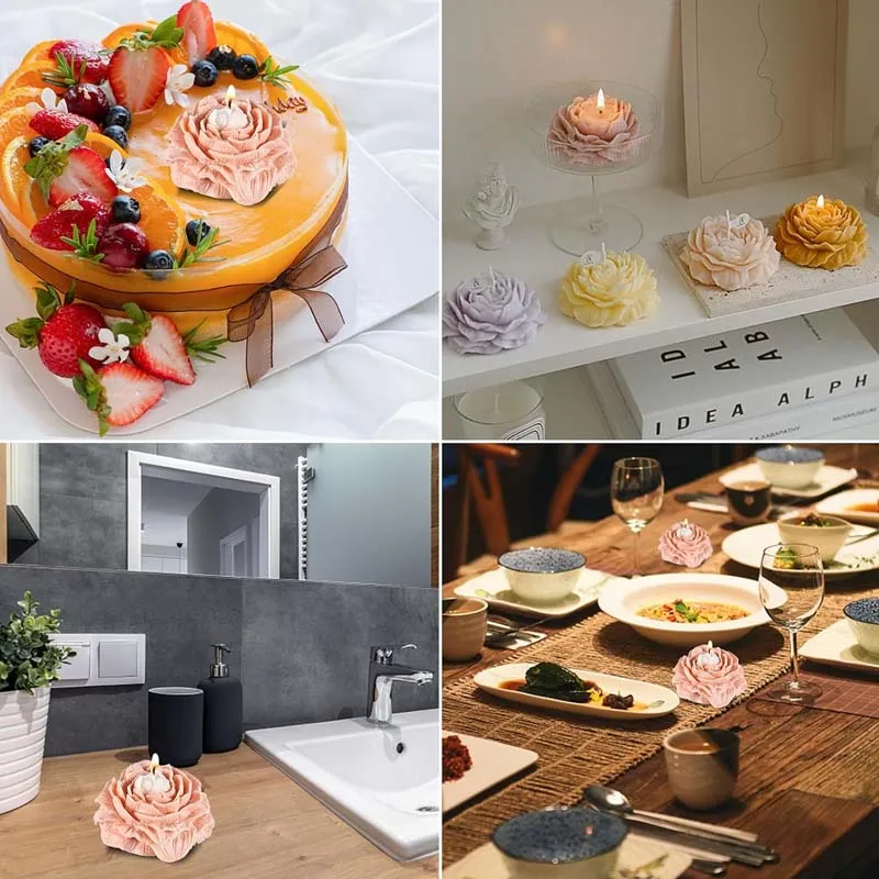 Peony Flower Silicone Mold for DIY Soap, Candle, and Aromatherapy Crafting - Elegant Home and Wedding Decoration Gift