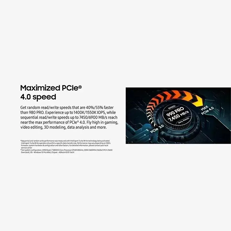 레노버 M.2 SSD 980Pro/990Pro PCIe 4.0 NVMe 최대 7400MB/s 내장형 솔리드 스테이트 드라이브 (노트북 및 데스크탑 PC용) 1TB 2TB 4TB