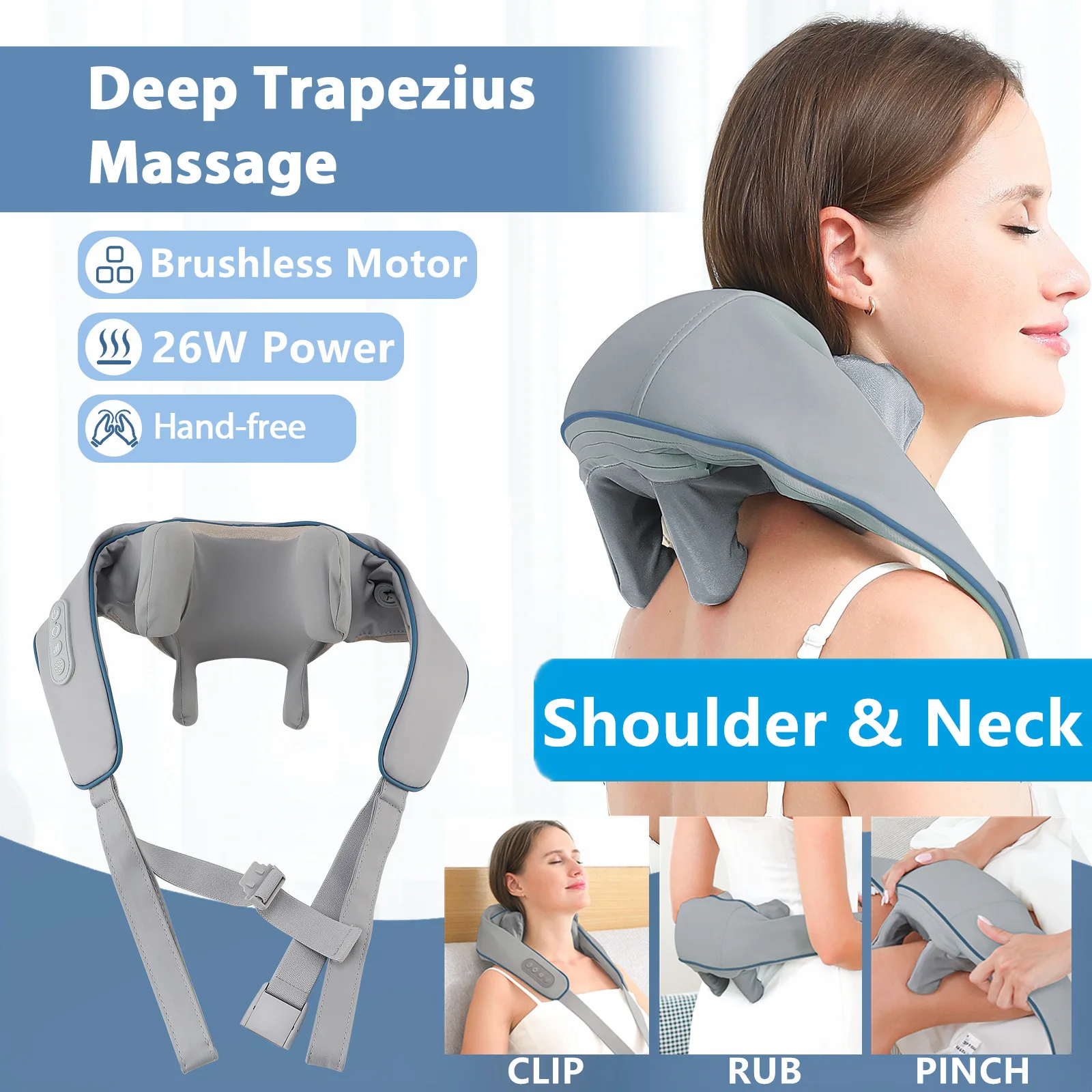 Foreverlily 26W Neck And Shoulder Massager Wireless Shoulder And Back Kneading Massage Shawl Trapezius Neck Cervical masajeador 1