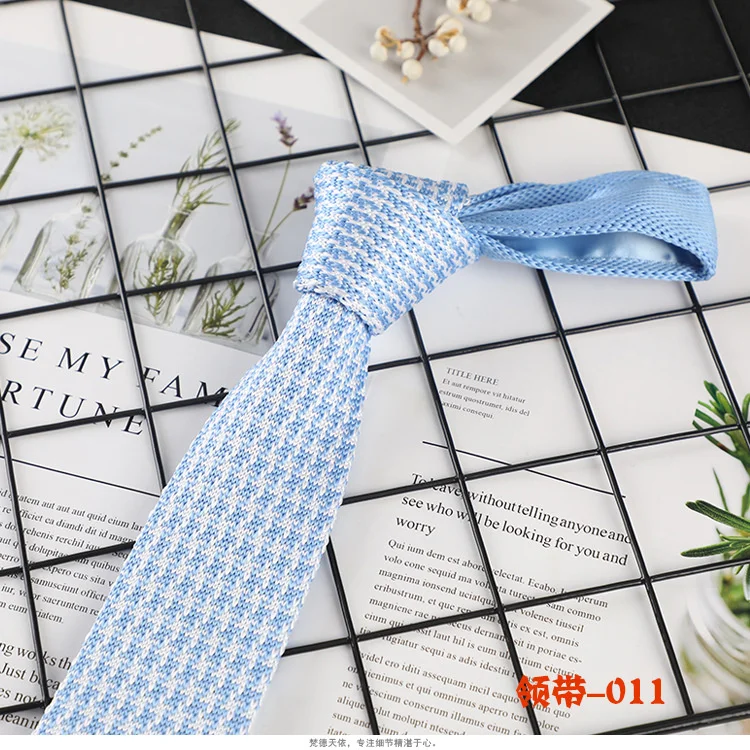 2023 New Korean Plaid Knitted Necktie For Men 6cm Colourful Knitting Wool Neck Tie Fashion Casual Narrow Cravat Vintage Knit Tie