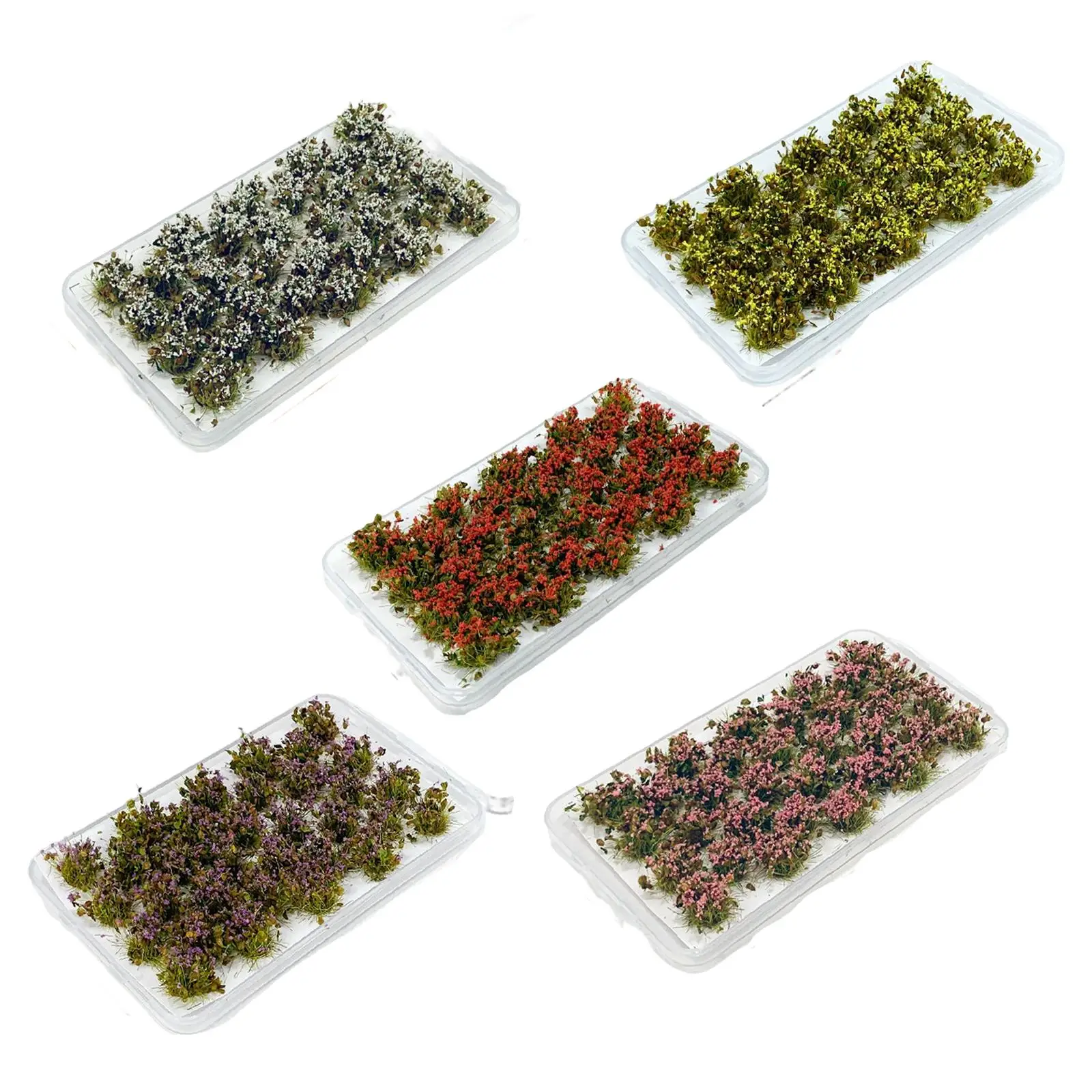 32 Pieces DIY Miniature Flower Multiple Scene Static Grass Model Flower Cluster for Dioramas Layout Train Landscape Decor