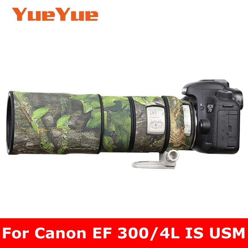 For Canon EF 300mm F4 L IS USM Waterproof Lens Camouflage Coat Rain Cover  Lens Protective Case Nylon Guns Cloth