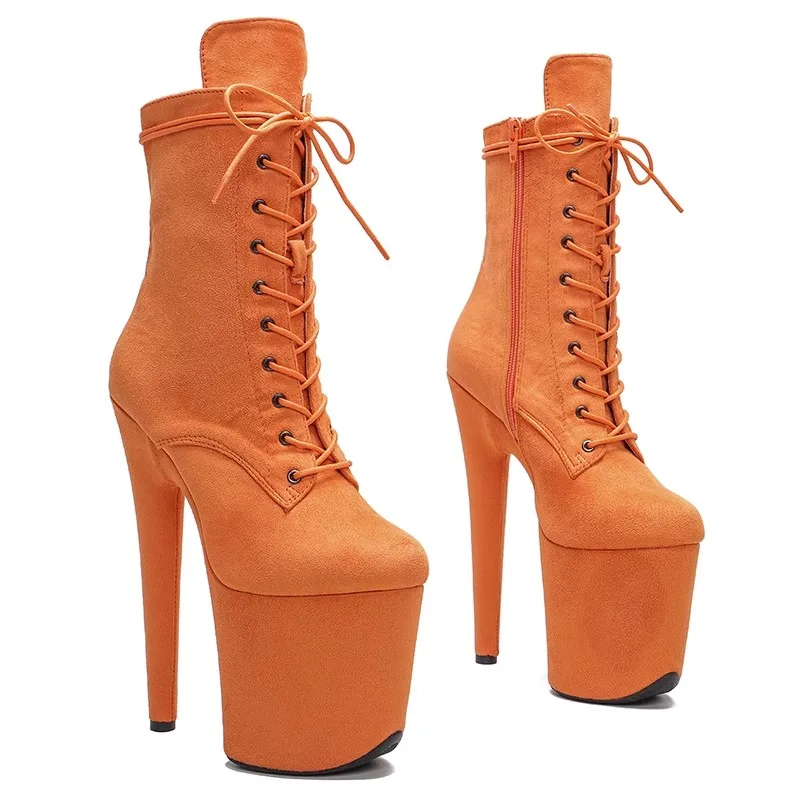 

LAIJIANJINXIA новая мода замша верхняя 20 см/8 дюймов танцевальные туфли на высоком каблуке на платформе женские Современные Сапоги 024