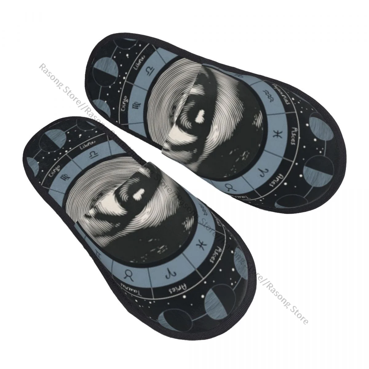 

Winter Slipper Woman Man Fluffy Warm Slippers Zodiac With All-seeing Eye House Slippers Shoes