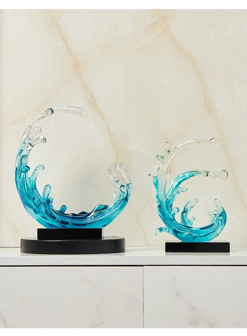 Transparent Resin Abstract Ornaments Modern Wave Abstract Sculpture Ornaments LivingRoom Accessories Home Office Decor Gifts