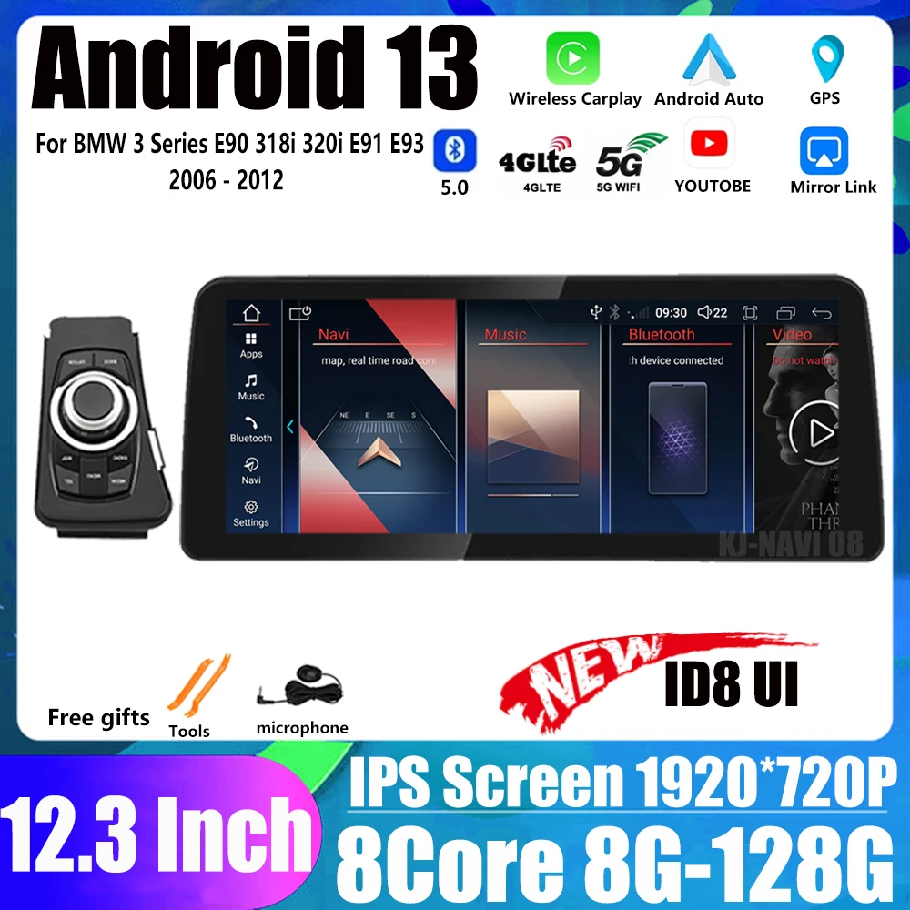 

Android 12 ID8 Car Radio For BMW 3 Series E90 318i 320i E91 E93 2006 - 2012 12.3" WIFI 4G SIM BT GPS Navi Multimedia Carplay