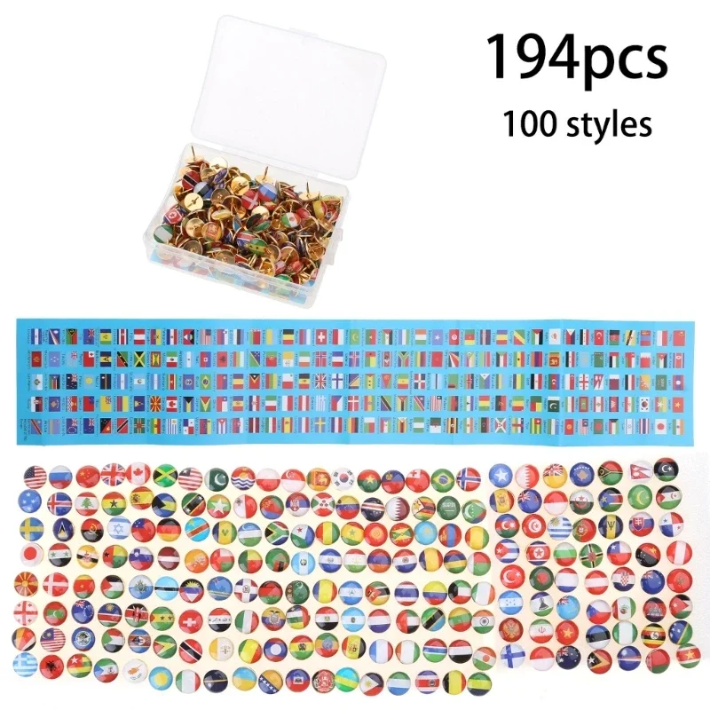 194 Pc Thumb Tacks National Flag For Head For Sharp Steel Point Push Pin Photos push pins