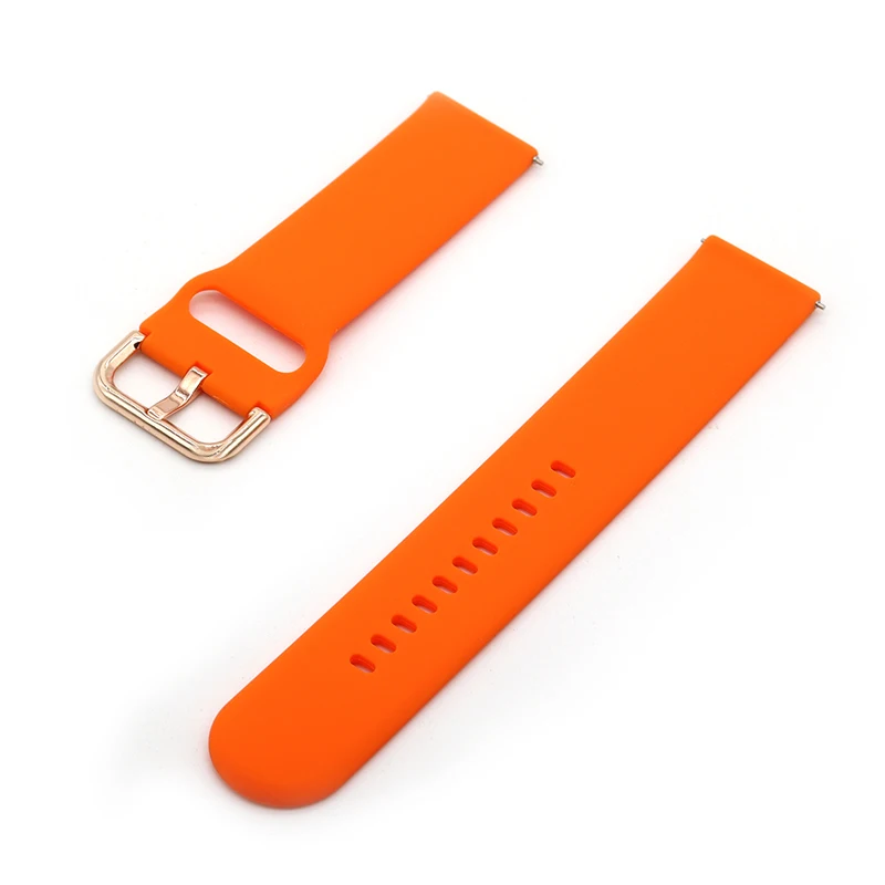 Rose Gold Buckle Silicone Wristband Strap, 20mm/22mm