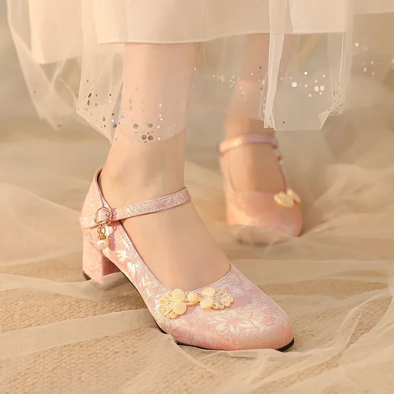 

Matching Horse-Face Skirt High Heels Women's All-Match Cheongsam the Han-Style Clothing Shoes Lolita Oversized