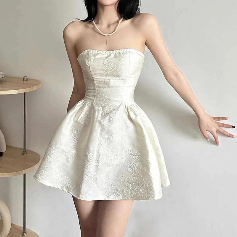 Harajuku Dress Yellow Sleeveless Dress A-Line Dress Dopamine Waist Dress main image 1