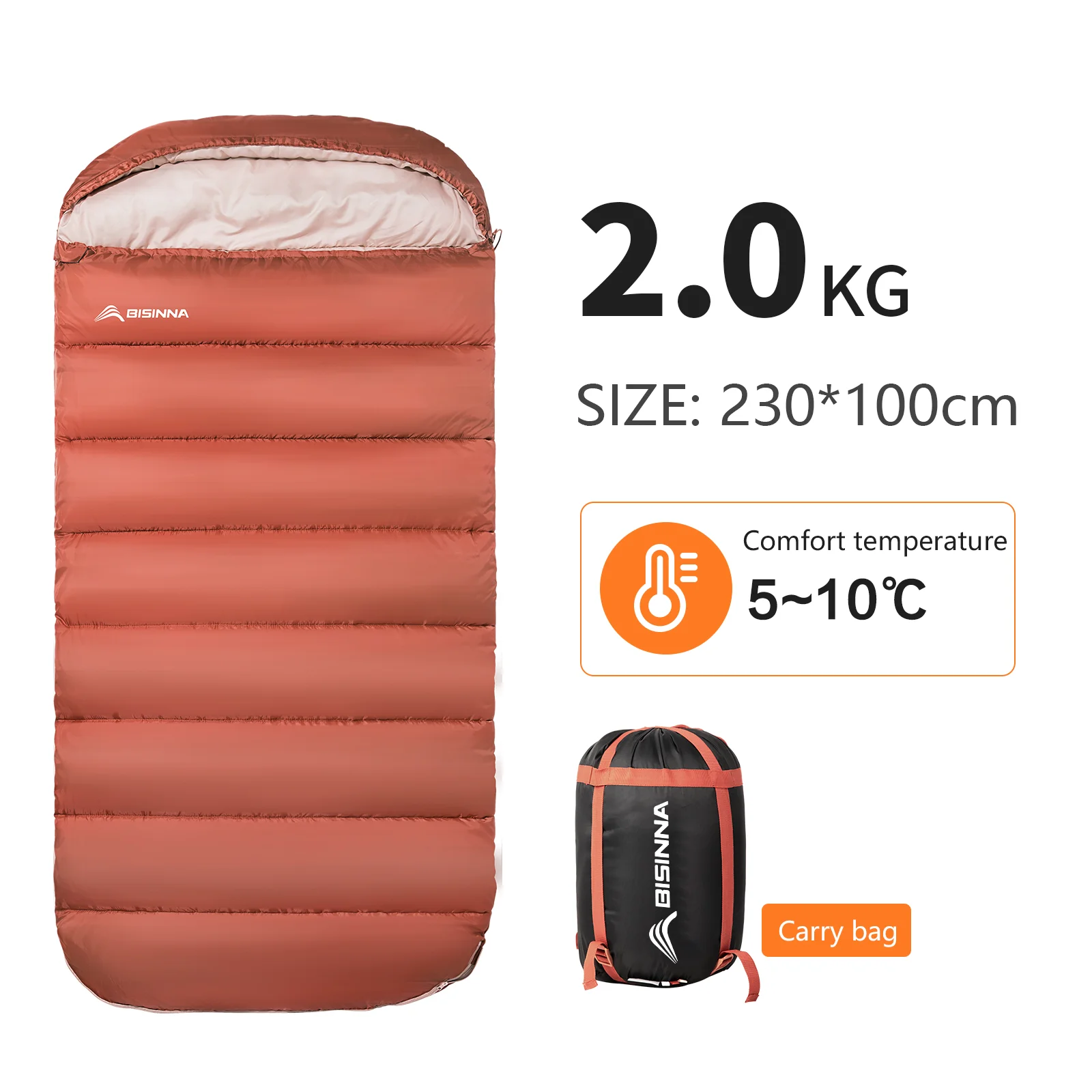 BISINNA Extra Spacious Lightweight 3-Season Camping Sleeping Bag