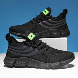 Men's Lightweight Breathable Athletic Sneakers - Casual, Anti-Slip Flats - 45 (ALL black)