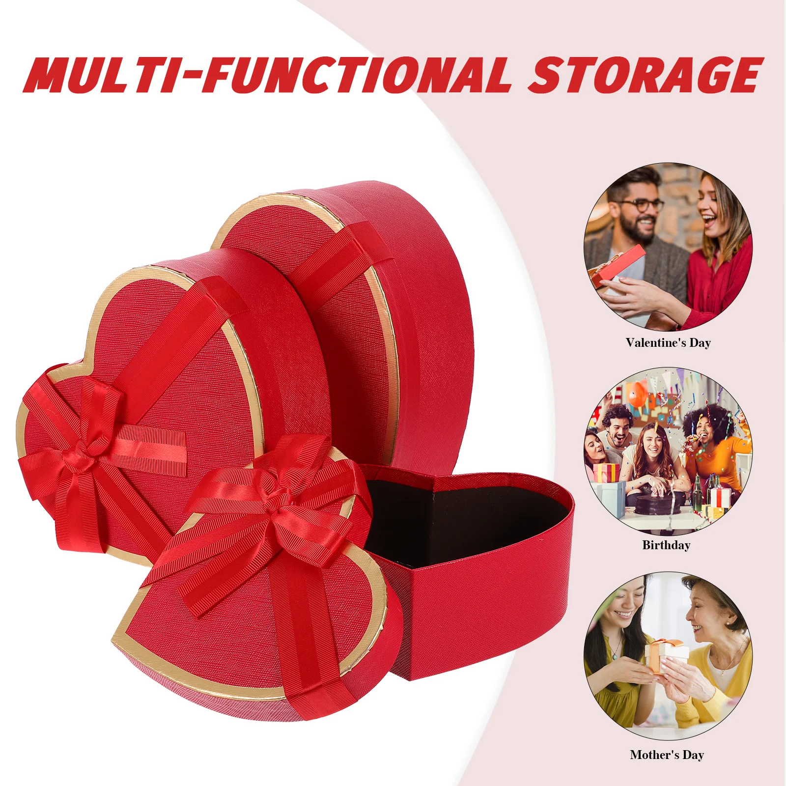 3 Pcs Gift Box Valentine's Day Christmas Boxes for Gifts Heart Nesting  Cardboard Flowers Arrangements