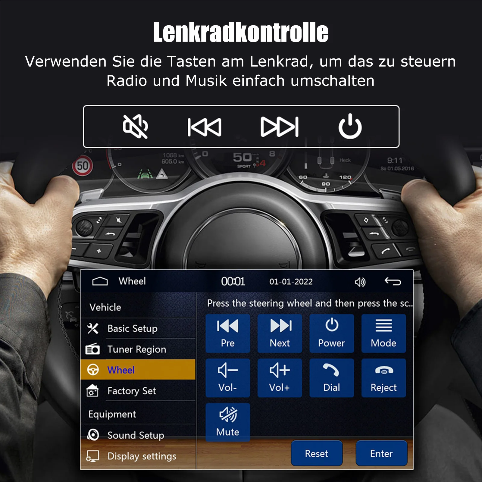 ESSGOO 7-Zoll-Autoradio MP5-Player mit Wince-System, Bluetooth, kabelgebundenem Carplay, Android Auto, AM/FM, SWC, EQ, Mirrorlink und 7-farbiger Beleuchtung – Detail 10