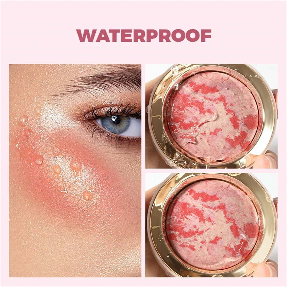 8 Colors Shimmer Blush Marble Baked Rouge Long-lasting Waterproof Matte Concealer Highlighter Blush Suitable for Valentine's Day 5