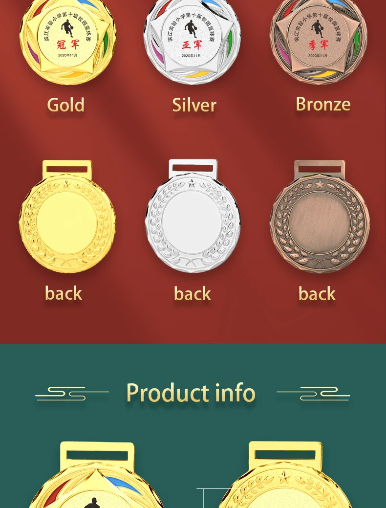 Description Picture 5 of itemBlank Medals Metal Award Medals with Neck Ribbon Gold Silver Bronze Generic Medal For Any Competition Sports Souvenir Free Print