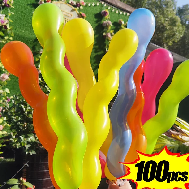 

100PCS Latex Screw Twisted Balloons Thicken Spiral Long Balloon Kids Gifts Inflatable Toys Birthday Wedding Party Decorations