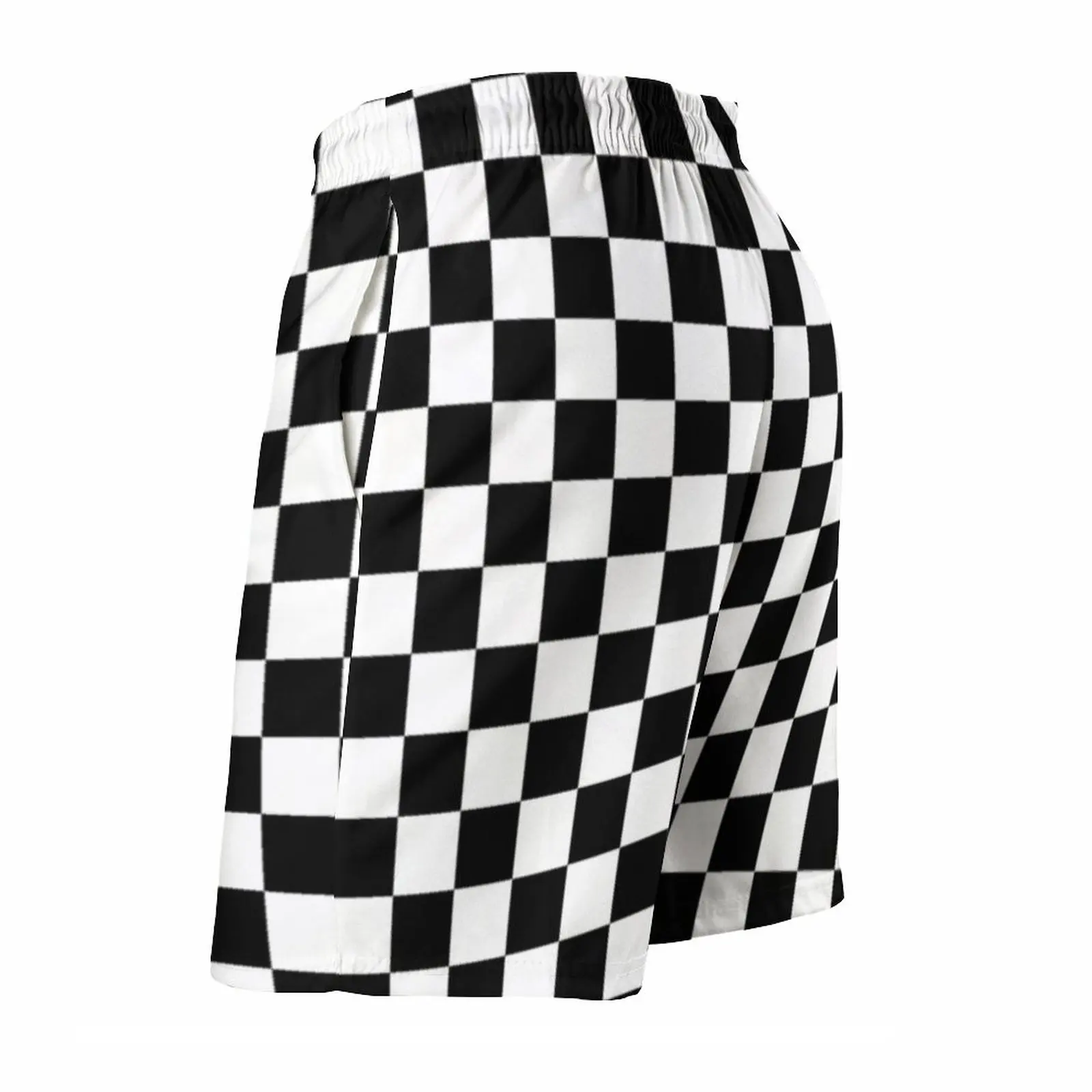 Black Checkerboard Board Shorts Classic Black and White Checker Beach Shorts Hot Males Cute Customs Swim Trunks Plus Size 4