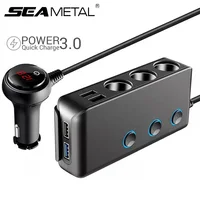 SEAMETAL Car Charger QC3.0 Fast Charging Cigarette Lighter Adapter 4 USB Ports 120W Phone Charger with Switch Voltage Display 1