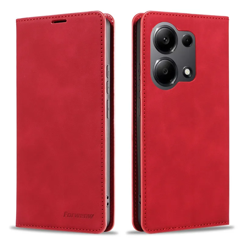 Vintage Leather Wallet Flip Case with Magnetic Hasp and Card Slots