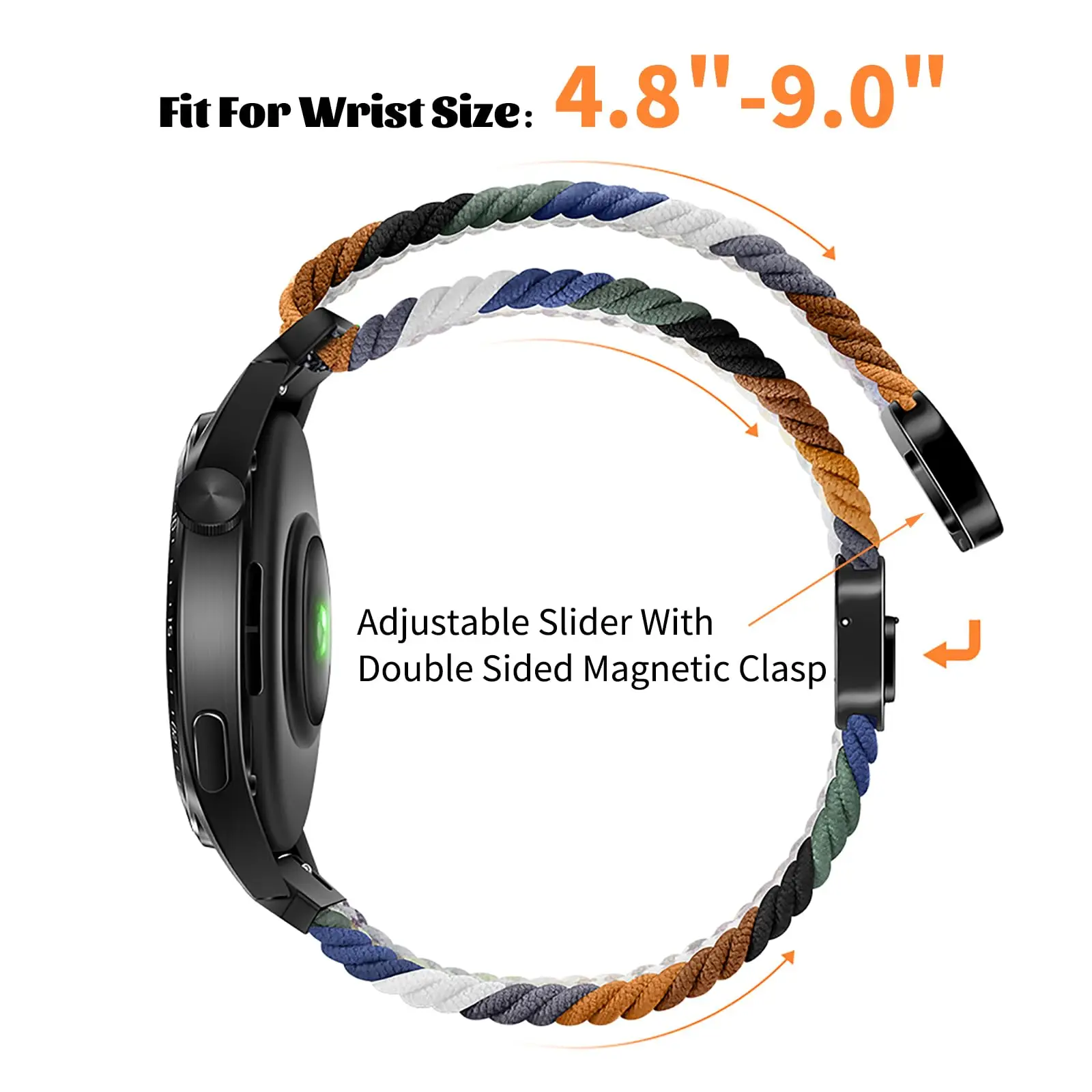 Magnetic Braided Watch Band - 20mm & 22mm Stretchy Strap