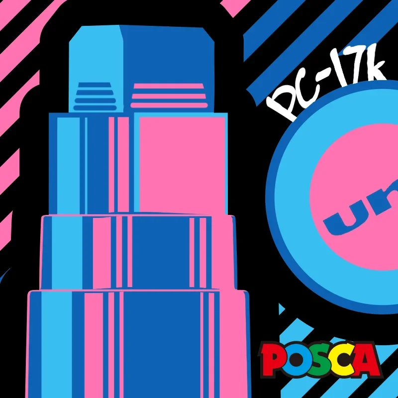 UNI-Ball POSCA Markers, 1pcs 8/17K Chisel Tip Paint Marker Pen for Large Backgrounds Rock Art Glass Graffiti Japanese Stationery 6