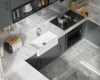 MEJE  Farmhouse Kitchen Sink,,Reversible Single/Double Bowl - White 4