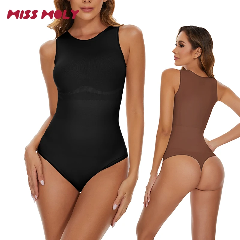 TummyControlShapewearThongsBodysuitforWomenRacerbackTop