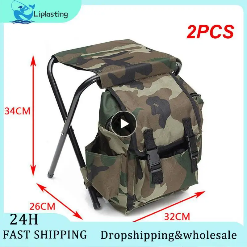 

2PCS Fishing Stool Wear-resistant Outdoor Chair Oxford Cloth Foldable Chair Camping Equipment With Backpack Stool Large Capacity