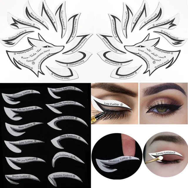 Eye Makeup Stencils Winged Eyeliner Stencil Template Shaping Tools Eyebrows Eye Shadow Makeup Template Tool Stickers Card 1 set