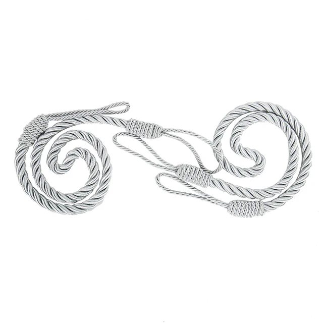 4 Fermatende Con Corda Intrecciata E Nappa Bianchi - Reggitende Elegante Per Finestre