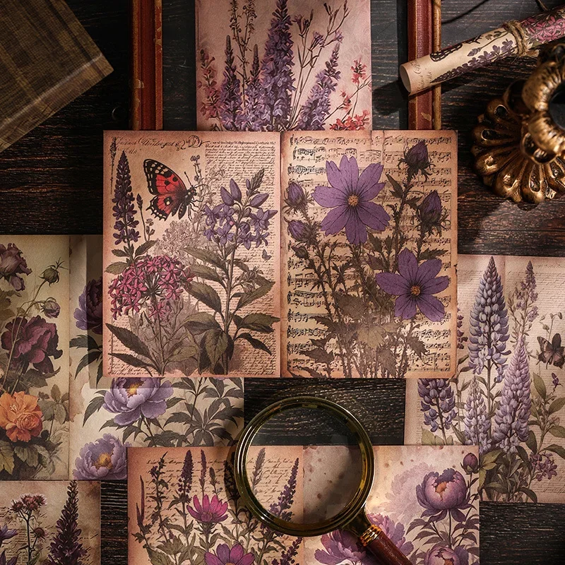 Garden Plants Scrapbooking Paper Journaling Collage Decoupage Paper Retro Flowers Doors 100x1400mm 30 Sheets/pack