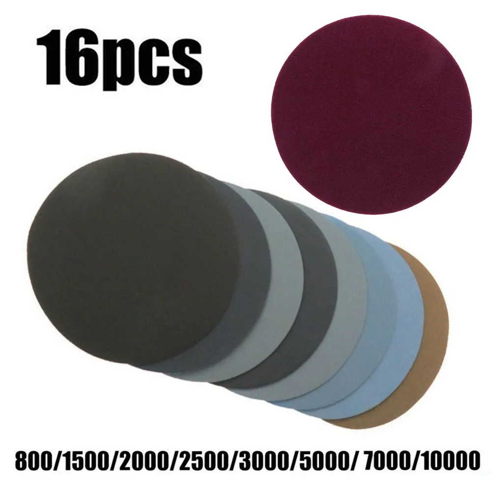 

Wet And Dry 16 *Sand Tray 125mm Grit 800-10000 Hook& Loop Pads Latex Paper Replacement 5 Inch Sandpaper Durable