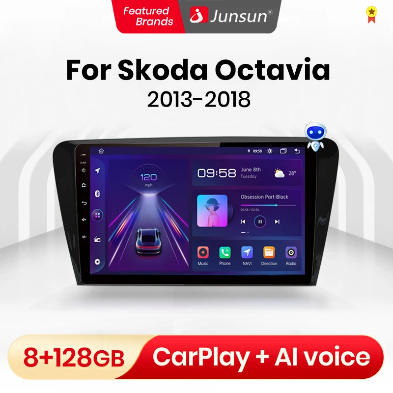 Автомобильное радио Junsun V1 8 + 128G carplay android авто coche с pantalla для VW Skoda Octavia 3 2 A7 A5 2013-2018 2din