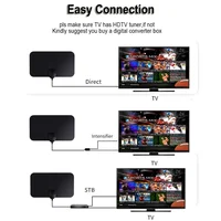 Antenne TV intérieure HD extérieure 200 Beauté amplifiée antenne numérique pour récepteur TV DVB-T2 VHF/UHF avec base magnétique 5