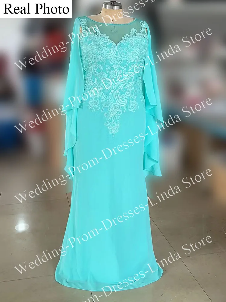 Vestido largo turquesa para madre de la novia, falda elegante hasta el suelo con cuello de Joya, ideal para invitados de fiesta de boda, Gala de noche, 2023