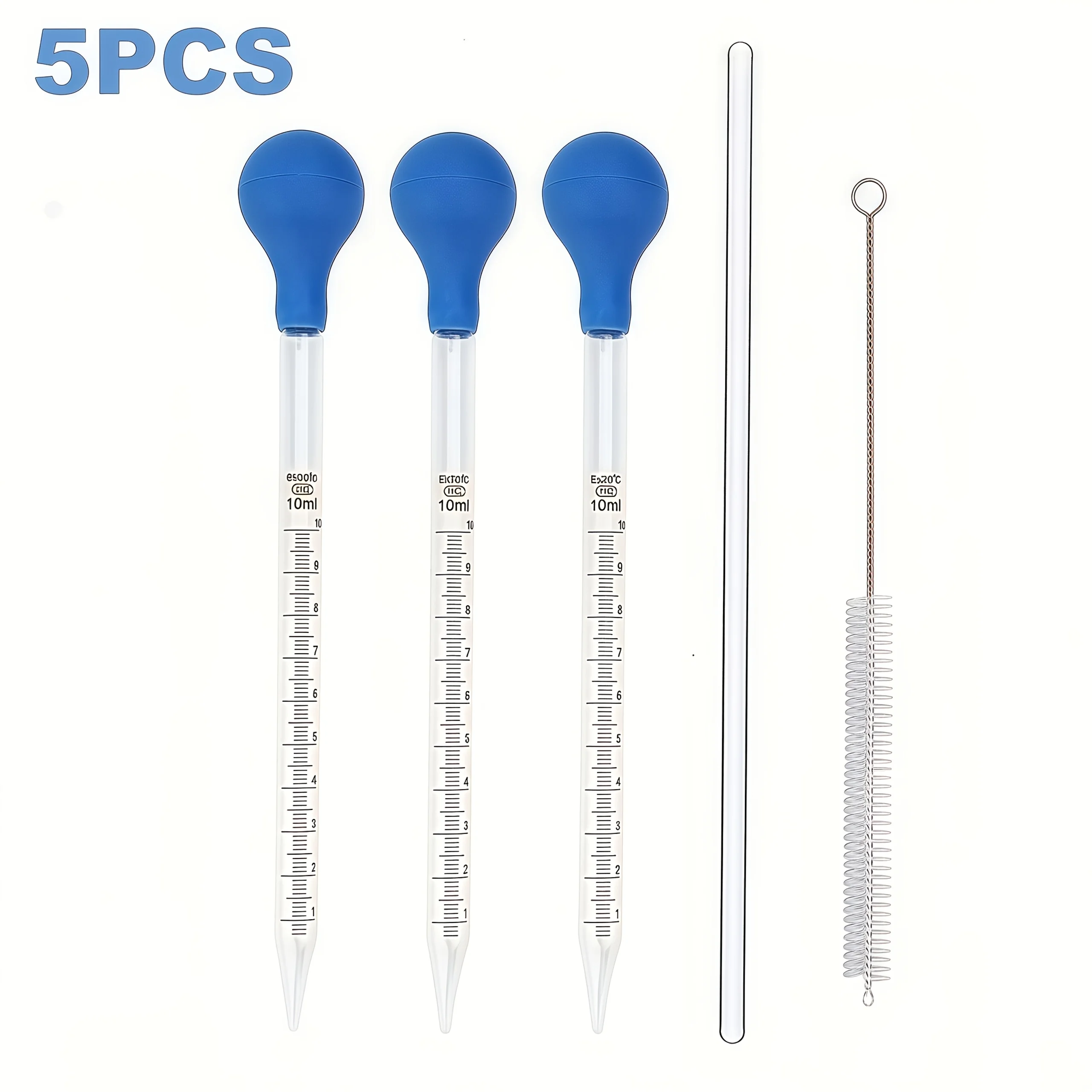 Deluxe Glass Pipette Dropper Set with Stirring Rod and Cleaning Accessories