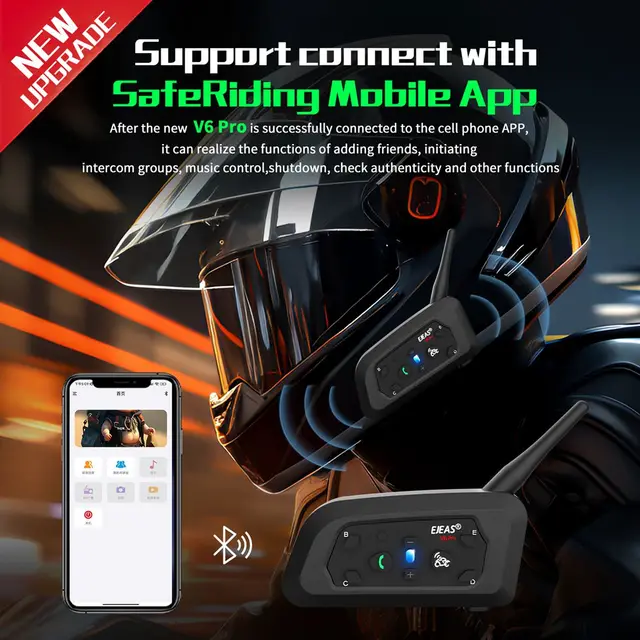 EJEAS V6 Pro Double Pack_Bluetooth 5.1, 2 rider talk at the same