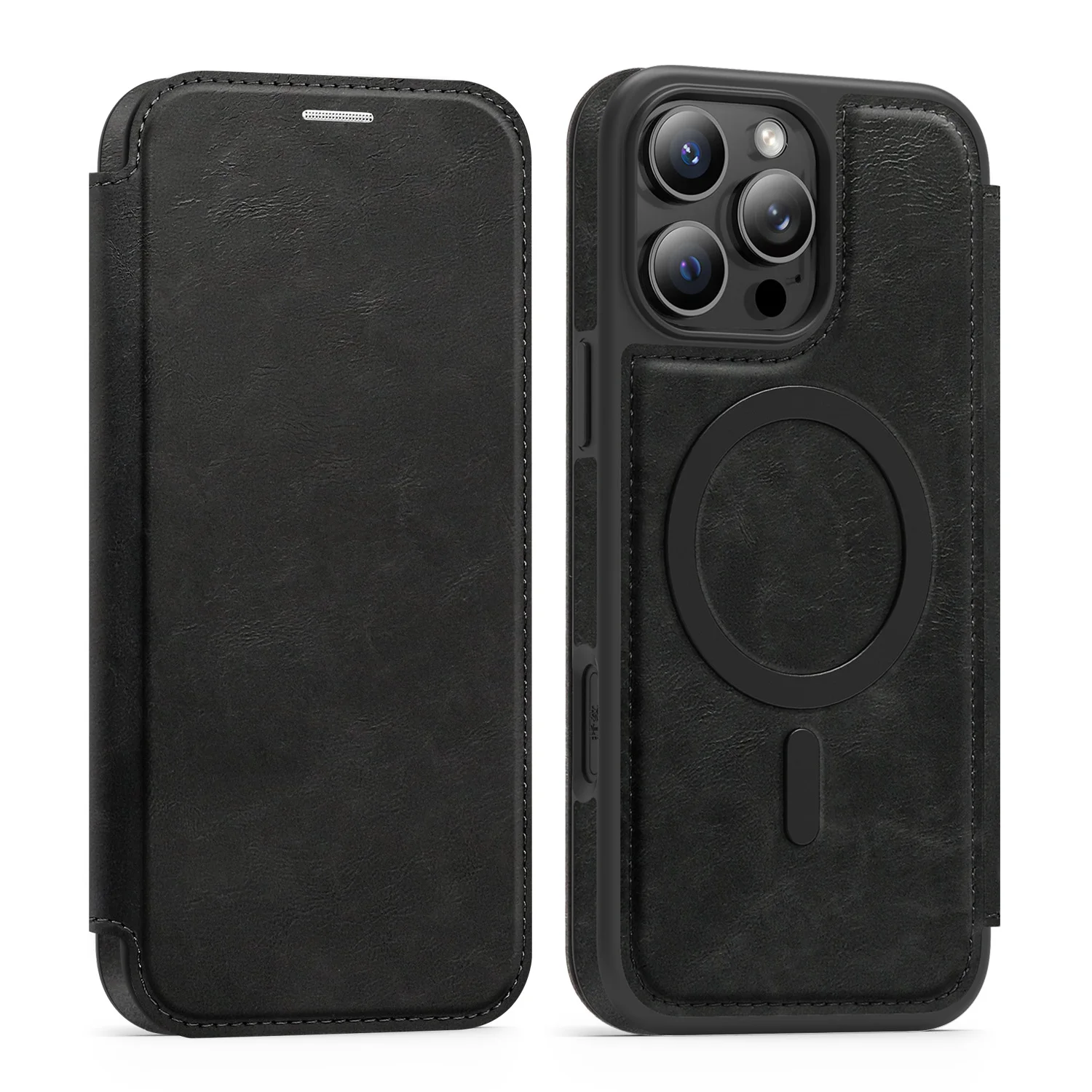 Magsafe Leather Wallet Case with Magnetic Wireless Charging and Credit Card Holder