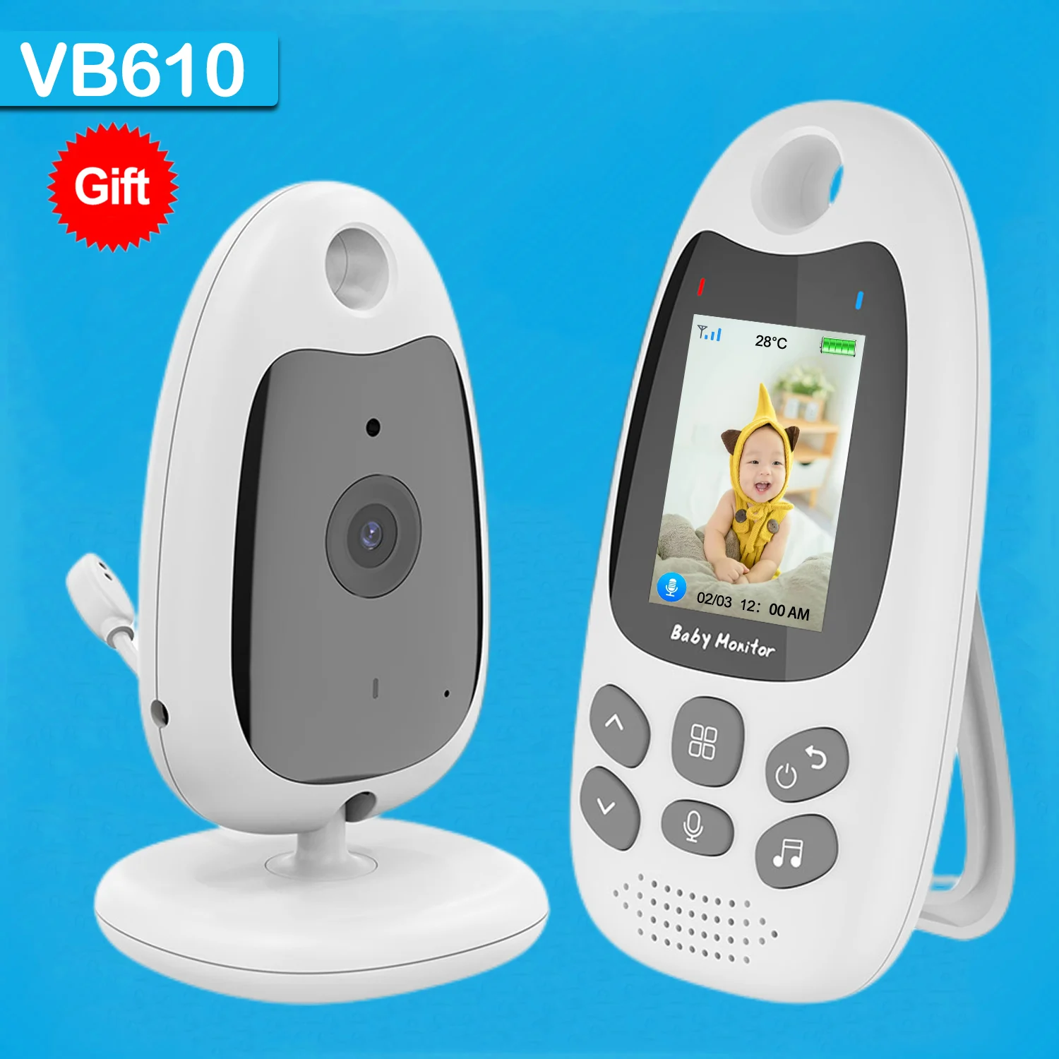 Babyphone vidéo sans fil VB601, écran 2.0 , caméra de sécurité,  interphone, surveillance de la température, vision nocturne, pour  nouveau-né, nounou, assise assise - AliExpress