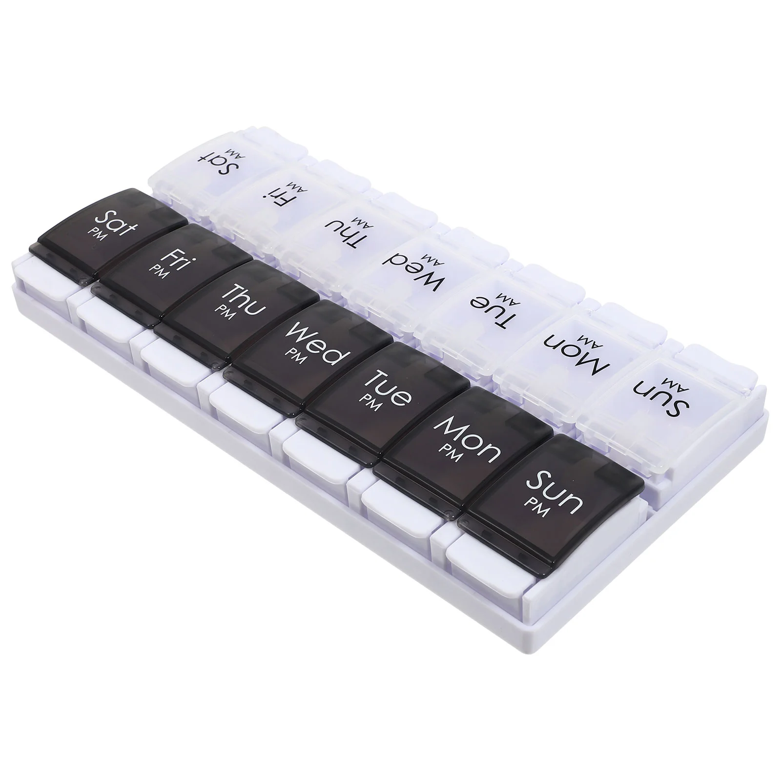 

1pc Divided Container Case Travel Medication Case (Black + White)